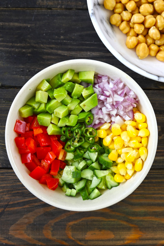 Ingredients for mixed beans salad