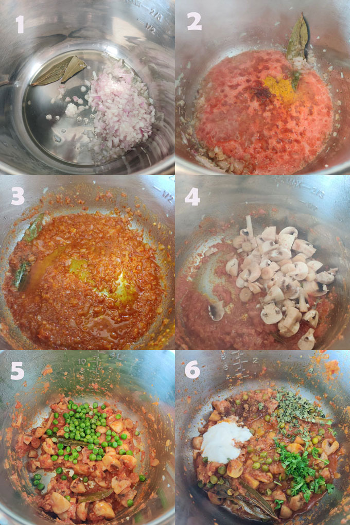 Instant Pot Mushroom Masala Cooking Steps