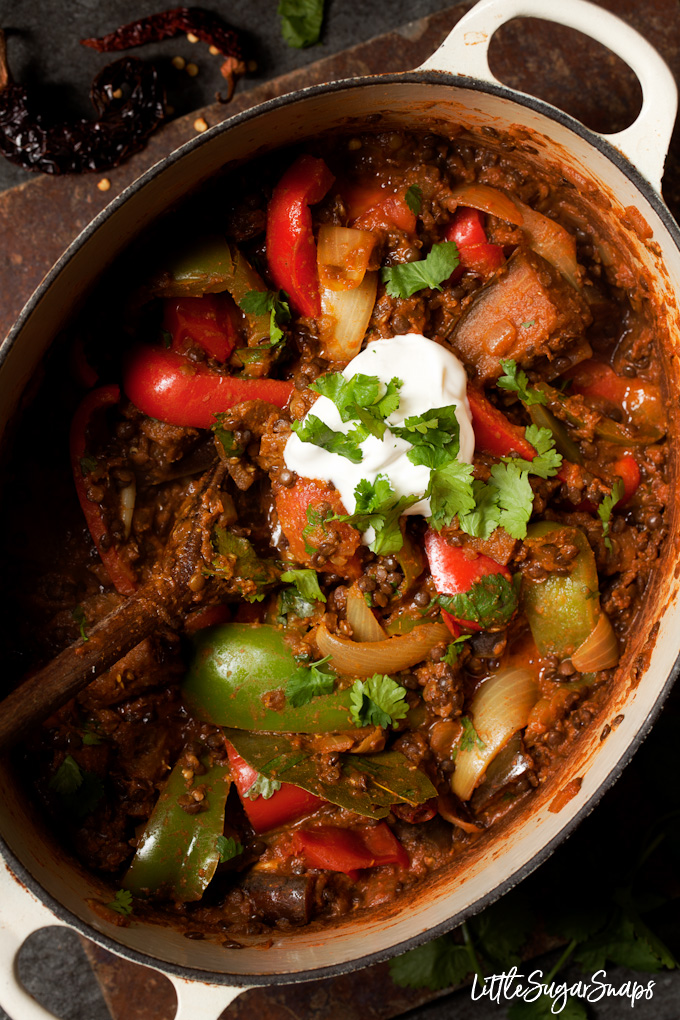 Vegetarian Rogan Josh in a casserole