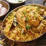 close up side shot of instant pot chicken pulao