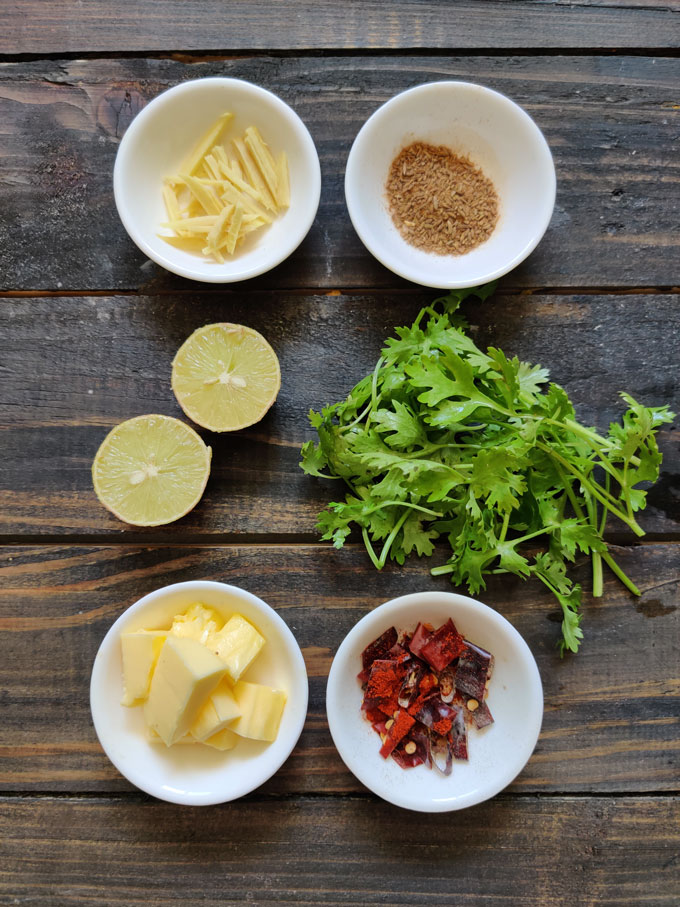 aerial shot of ingredients for dal moradabadi