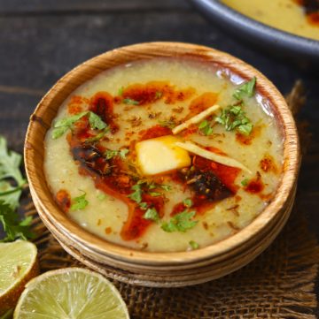 side shot of moradabadi dal in a bowl