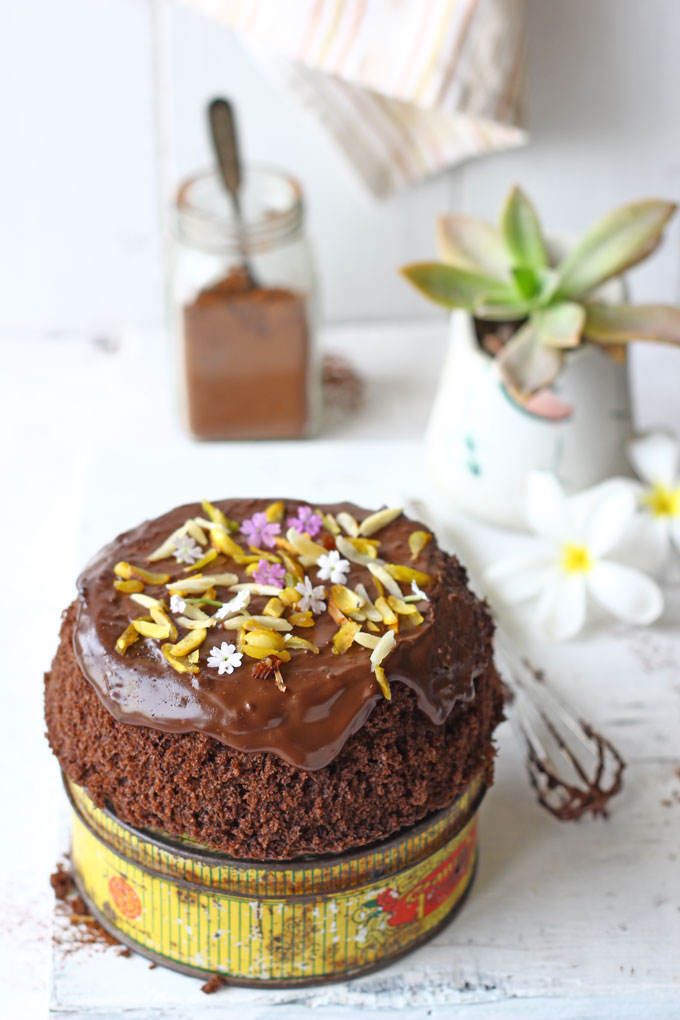 side shot of microwave chocolate cake