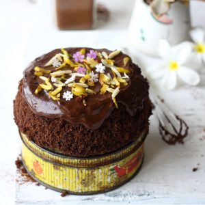 side shot of microwave chocolate cake