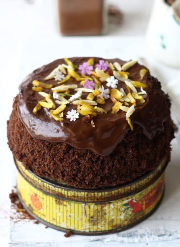 side shot of microwave chocolate cake