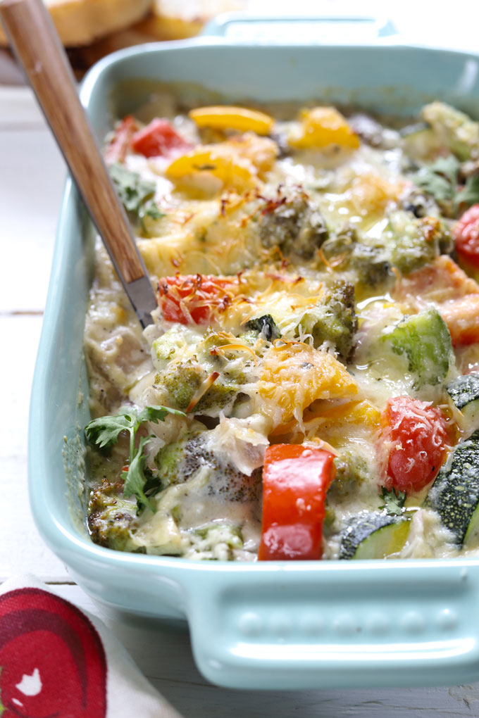 side close up shot of baked vegetable in a rectangular