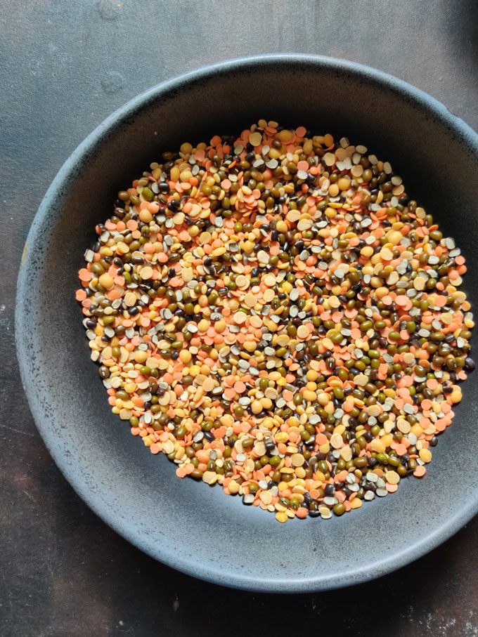mix of five lentils for making panchmel dal