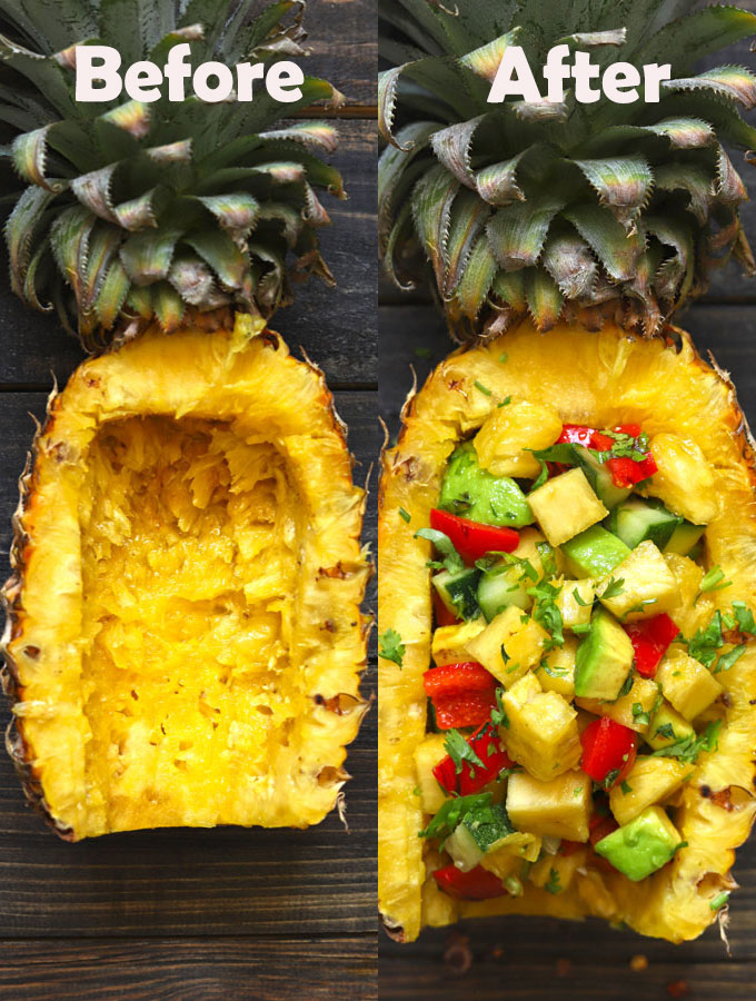 collage of pineapple salad