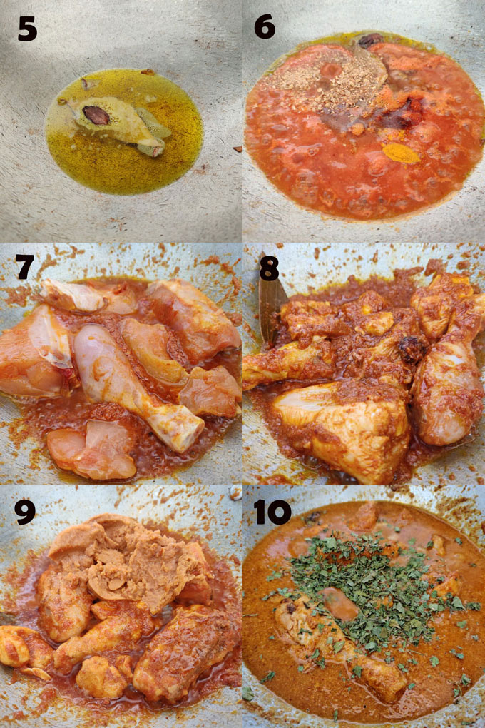 Step by step murgh curry making process