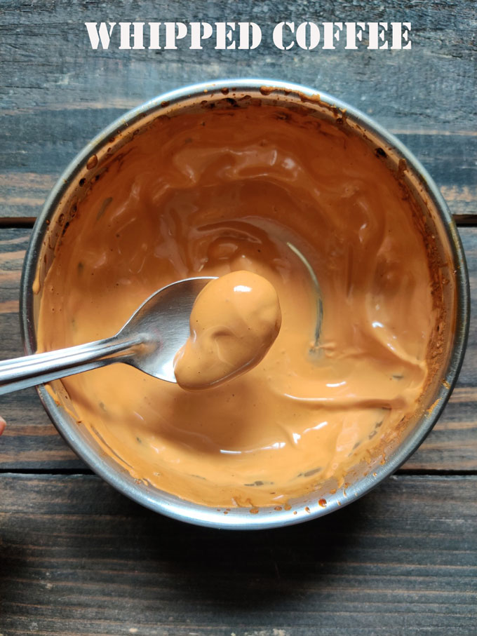 aerial shot of whipped coffee in a bowl