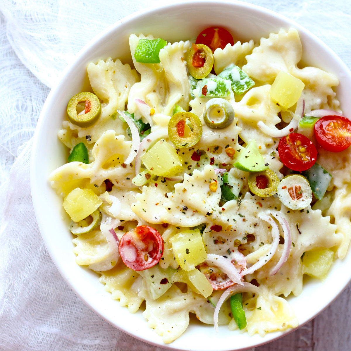 Summer Pasta Salad (Creamy Pineapple Pasta Salad) - Fun FOOD Frolic