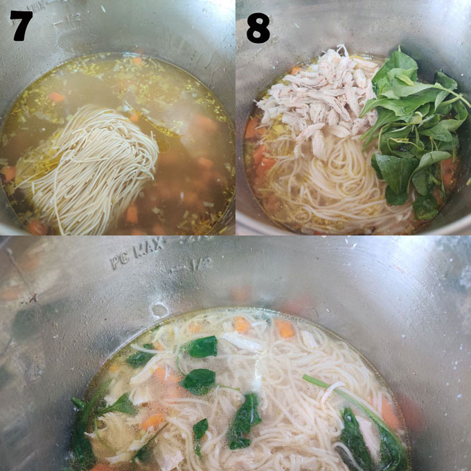 collage of chicken noodle soup