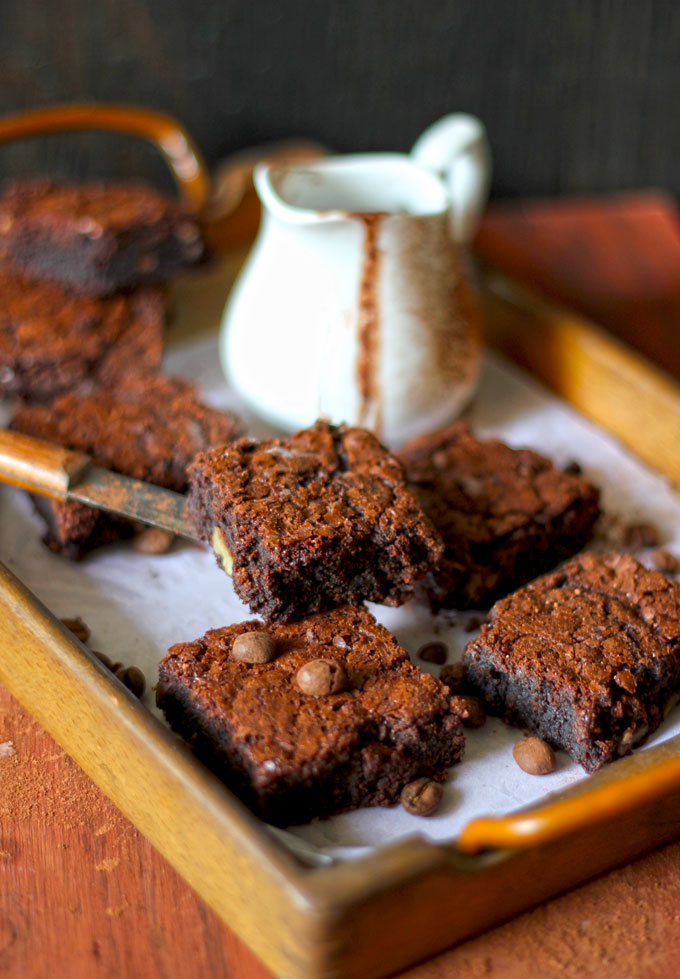 side close up shot of chocolate brownies