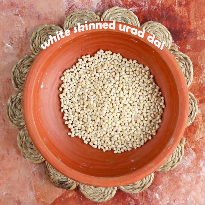 White Urad Dal in an earthern bowl