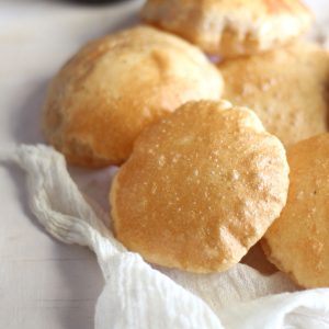 side close up shot of poori