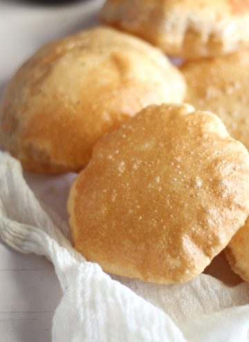 side close up shot of poori