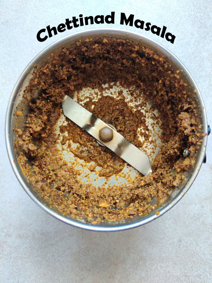 aerial shot of Chettinad Masala in a grinder