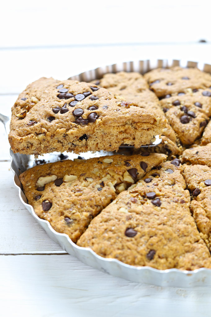 side shot of chocolate chip scones 