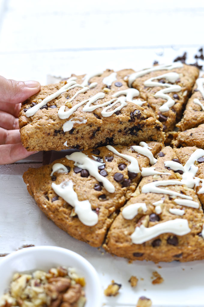 side shot of chocolate chip scones