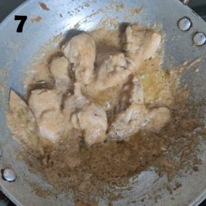 frying chicken for making korma