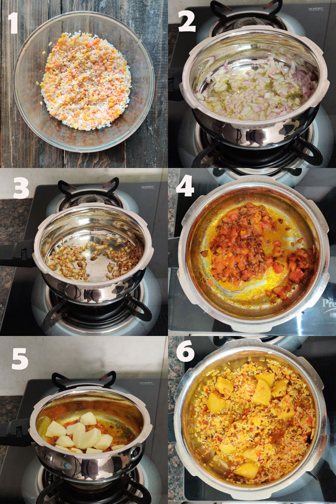 Collage of Khichdi Cooking Steps