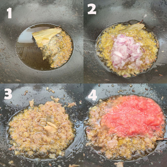 Collage of Punjabi Anda Curry Cooking Steps