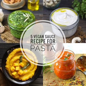 Collage of vegan sauce recipe for pasta