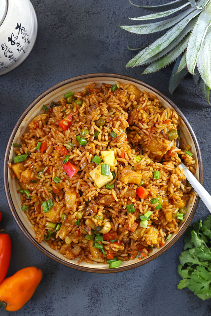 Pineapple Fried Rice Recipe (Vegetarian and Vegan) - Fun FOOD Frolic