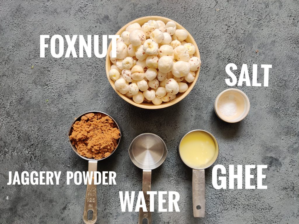 ingredients for caramel roasted makhana