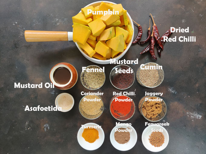 ingredients for pumpkin sabzi