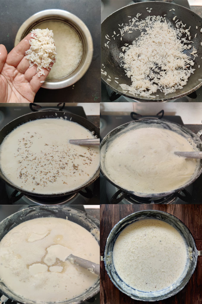 rice kheer cooking steps collage