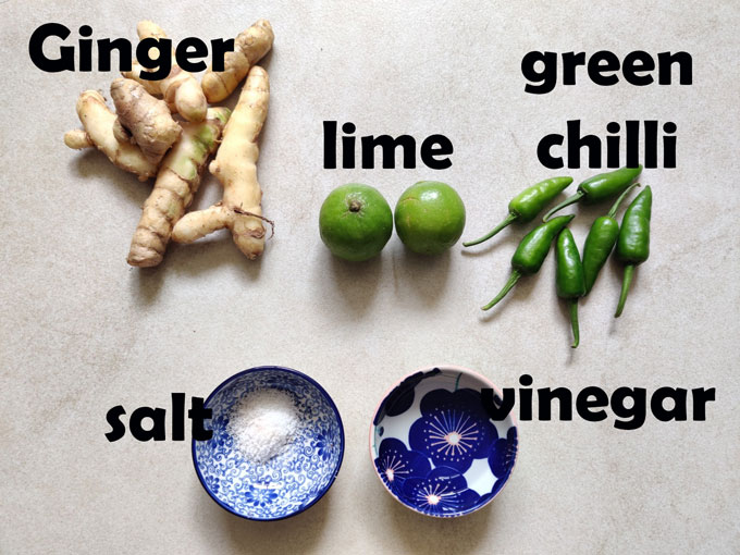ingredients for ginger pickle