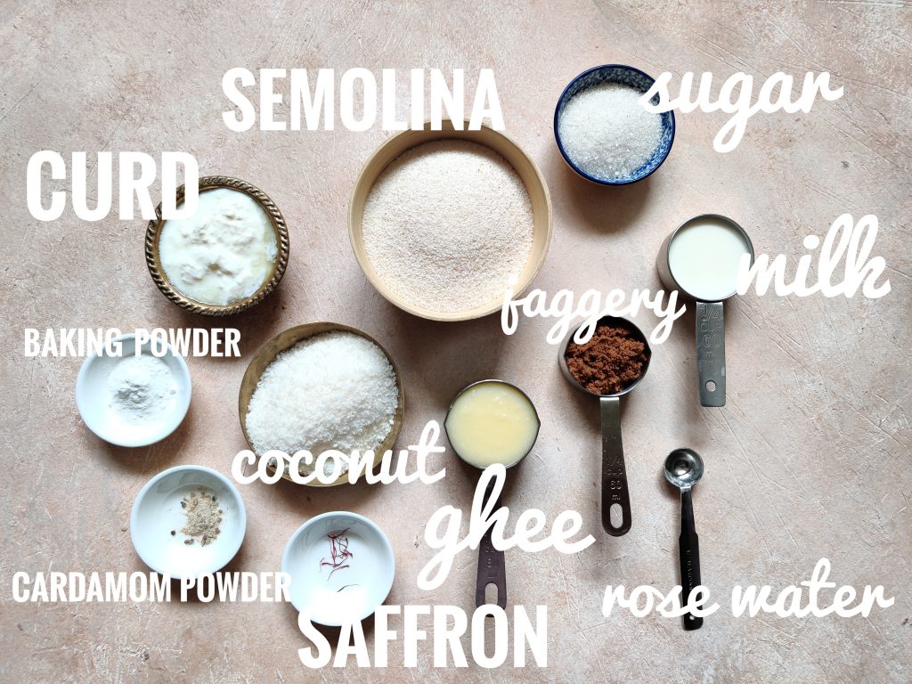 Ingredients for semolina cake