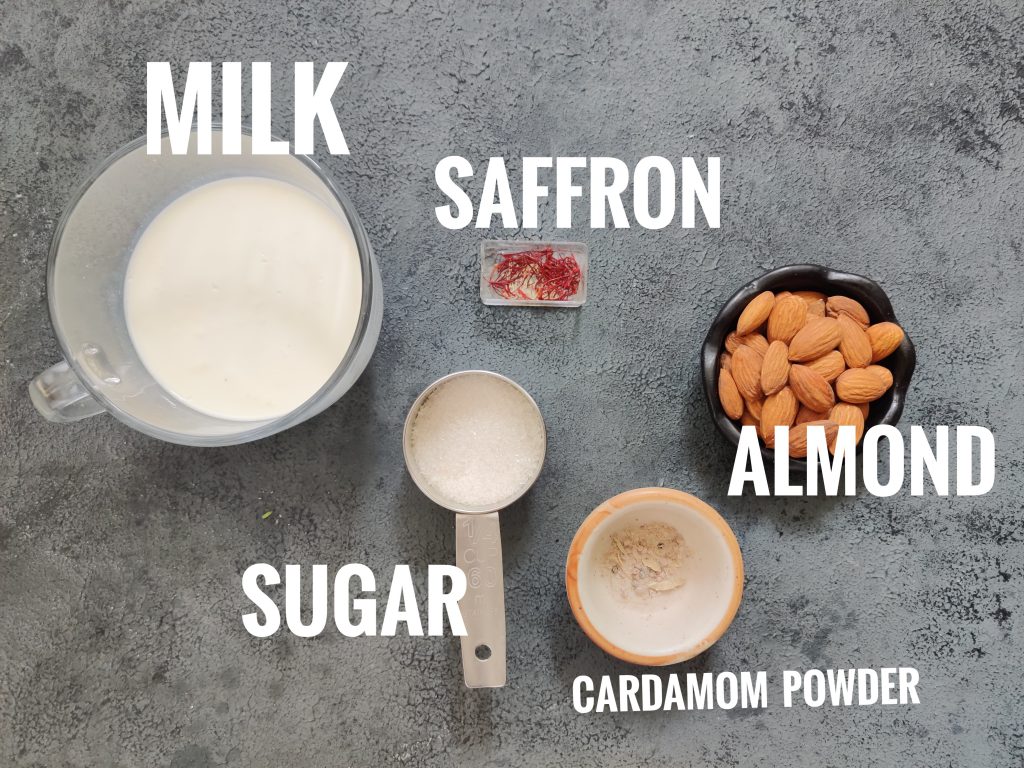 ingredients for kesar badam milk
