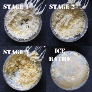 collage of homemade butter making process