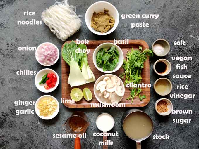 Ingredients for Thai green curry soup