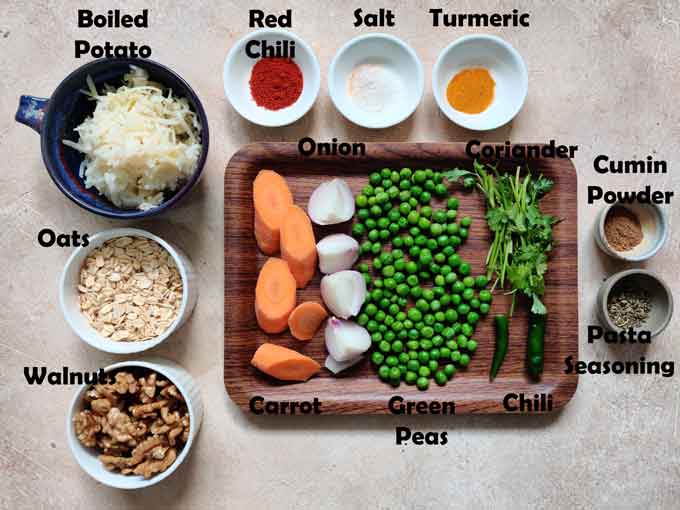 ingredients for oats cutlet