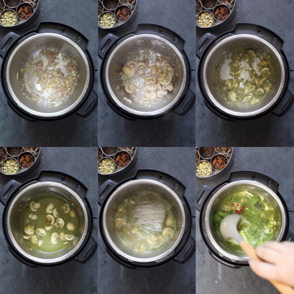steps to make green curry noodle soup