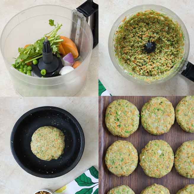 collage of cooking oats cutlet