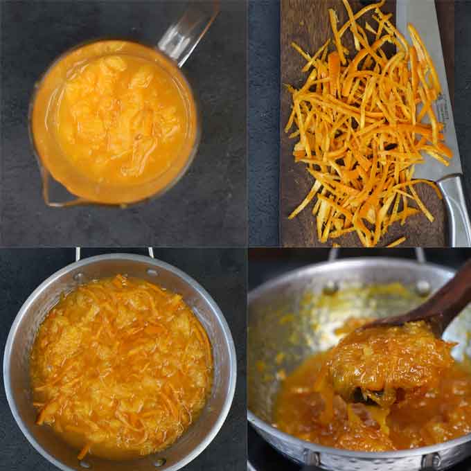 collage of marmalade cooking steps
