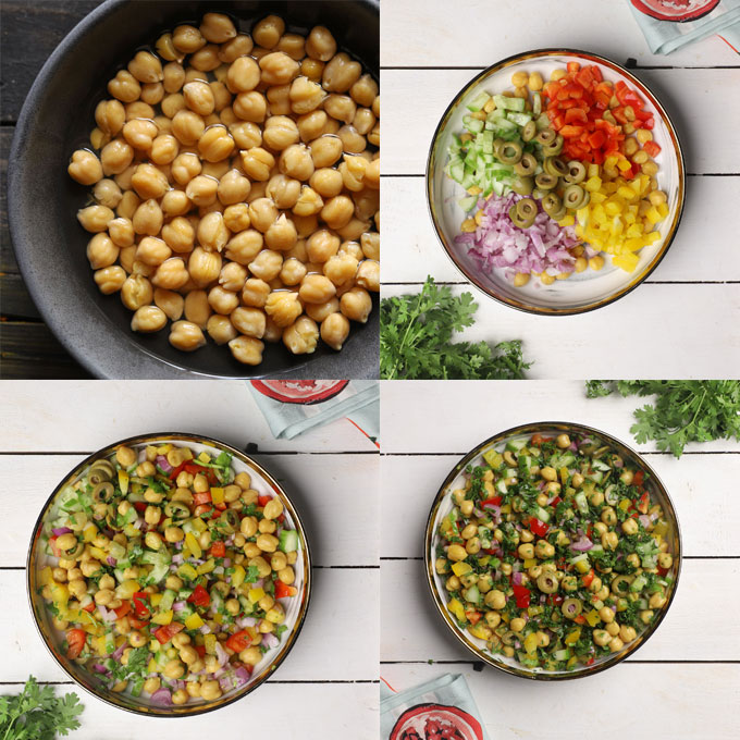 collage of how to make a chickpea salad