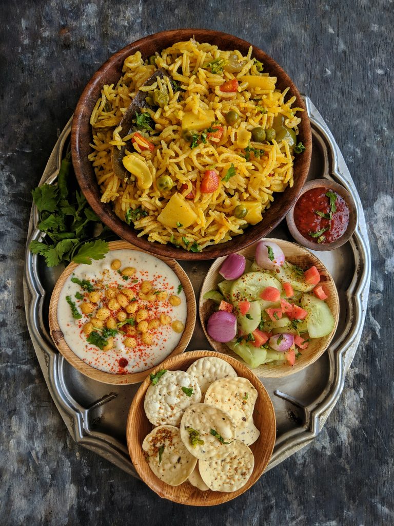 vegetable pulao thali