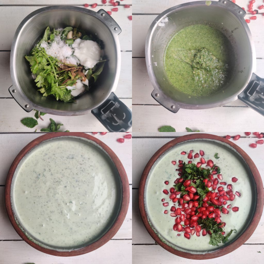 collage of raita making steps