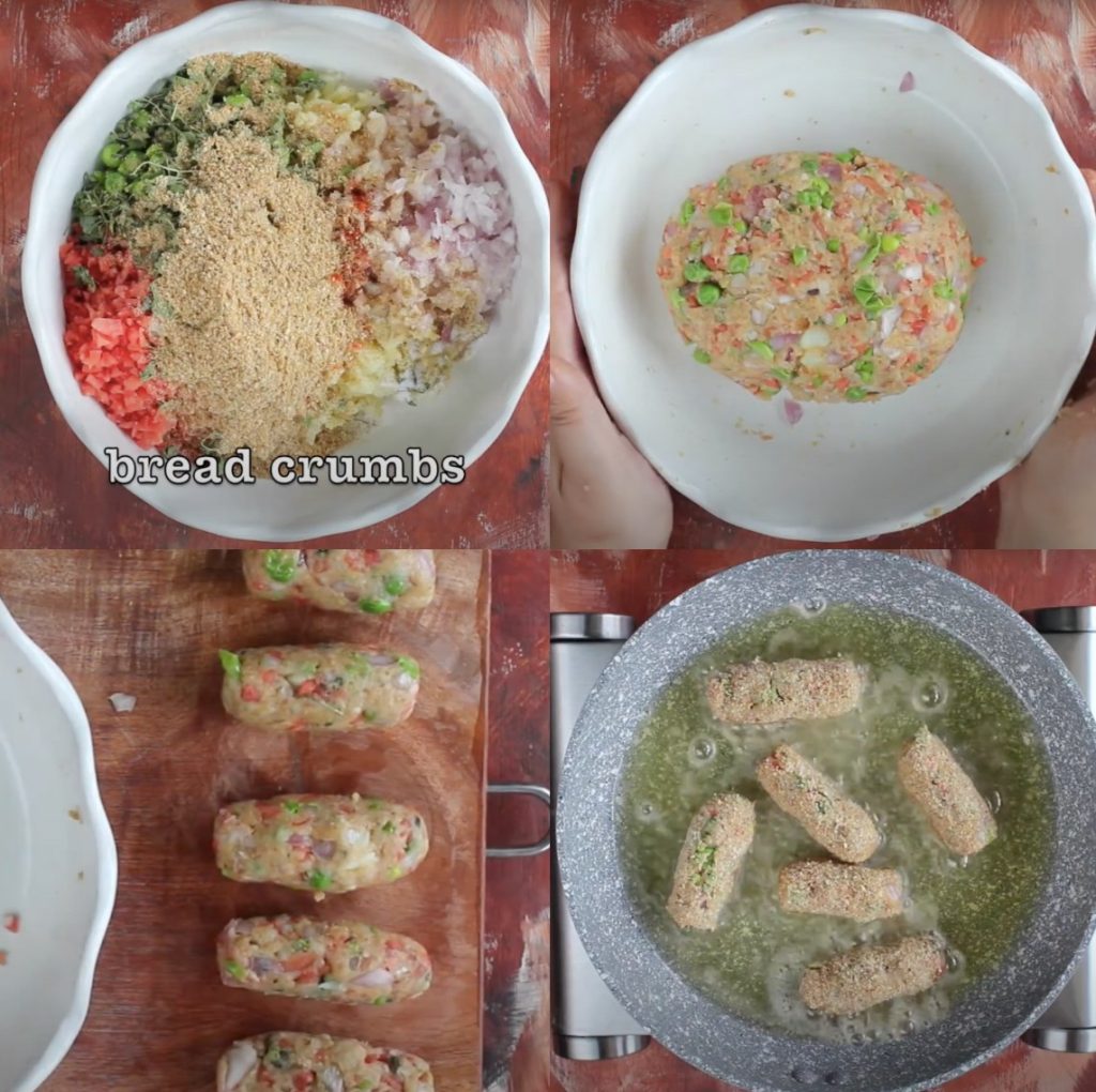 collage of cutlet making steps