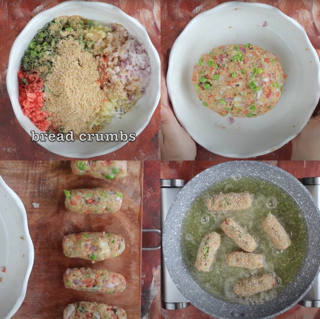 collage of cutlet making steps