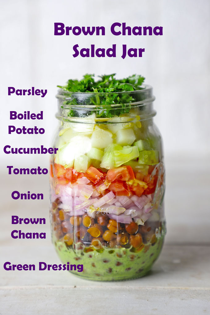 side shot of salad in a jar