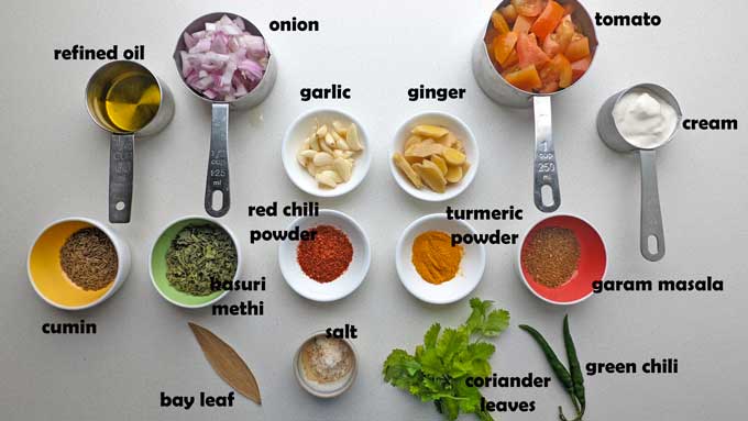 ingredients required for making a paneer curry