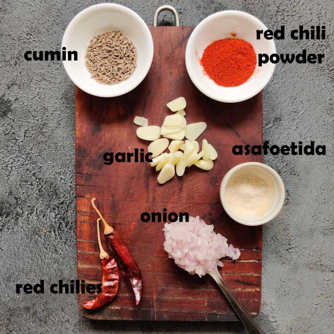 ingredients for tempering the dal