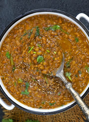 aerial shot of pahadi gahat ki dal in a white ceramic bowl
