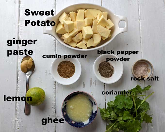 ingredients for sweet potato chaat
